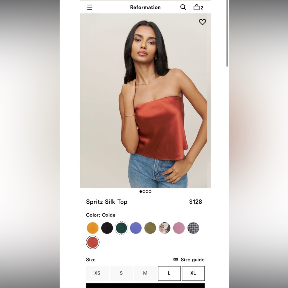 Reformation Spritz Silk Top XS Oxide